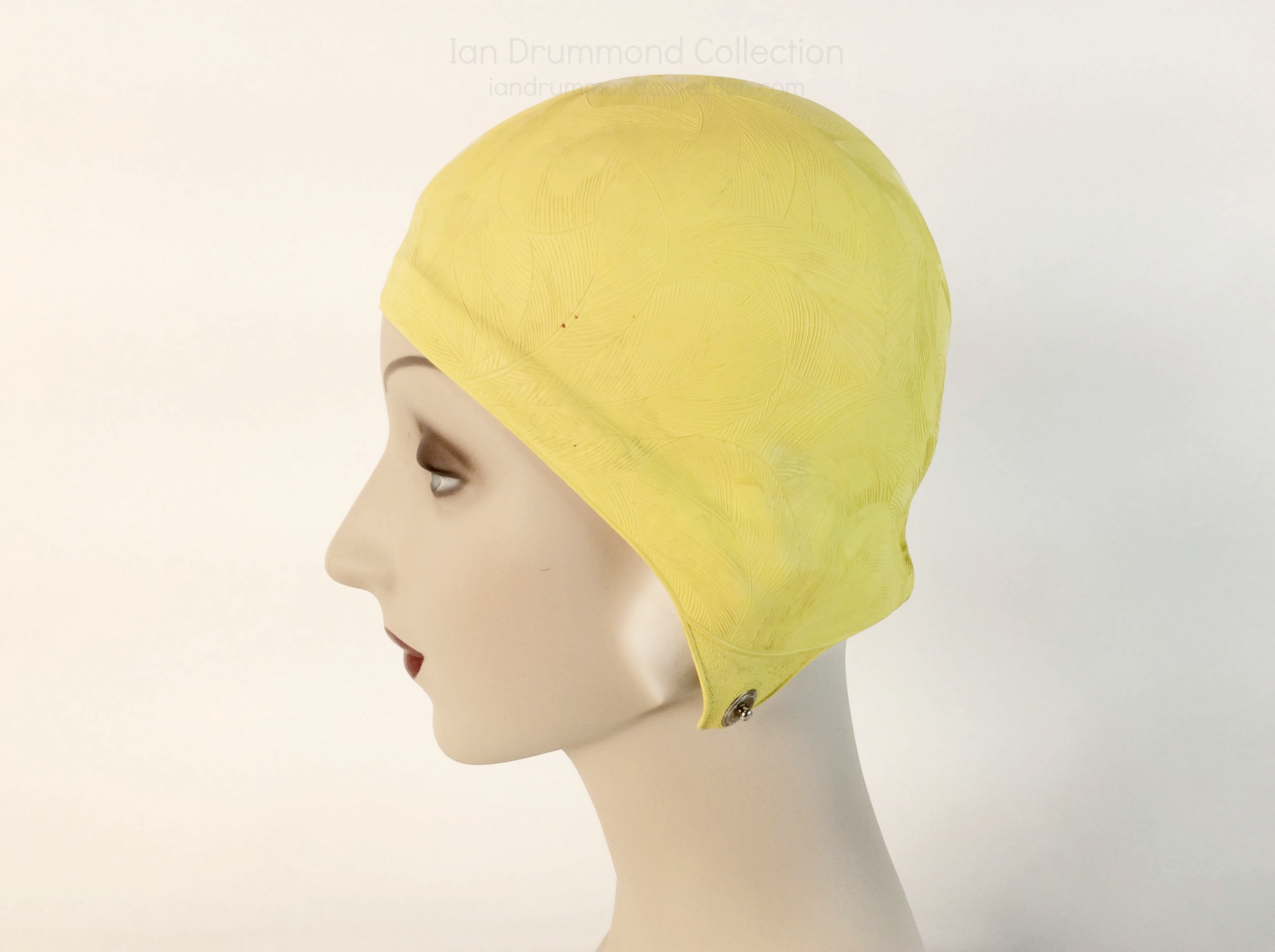 IDC Movie Wardrobe Rental Swim Cap 13 Yellow with Embossed Leaf Design