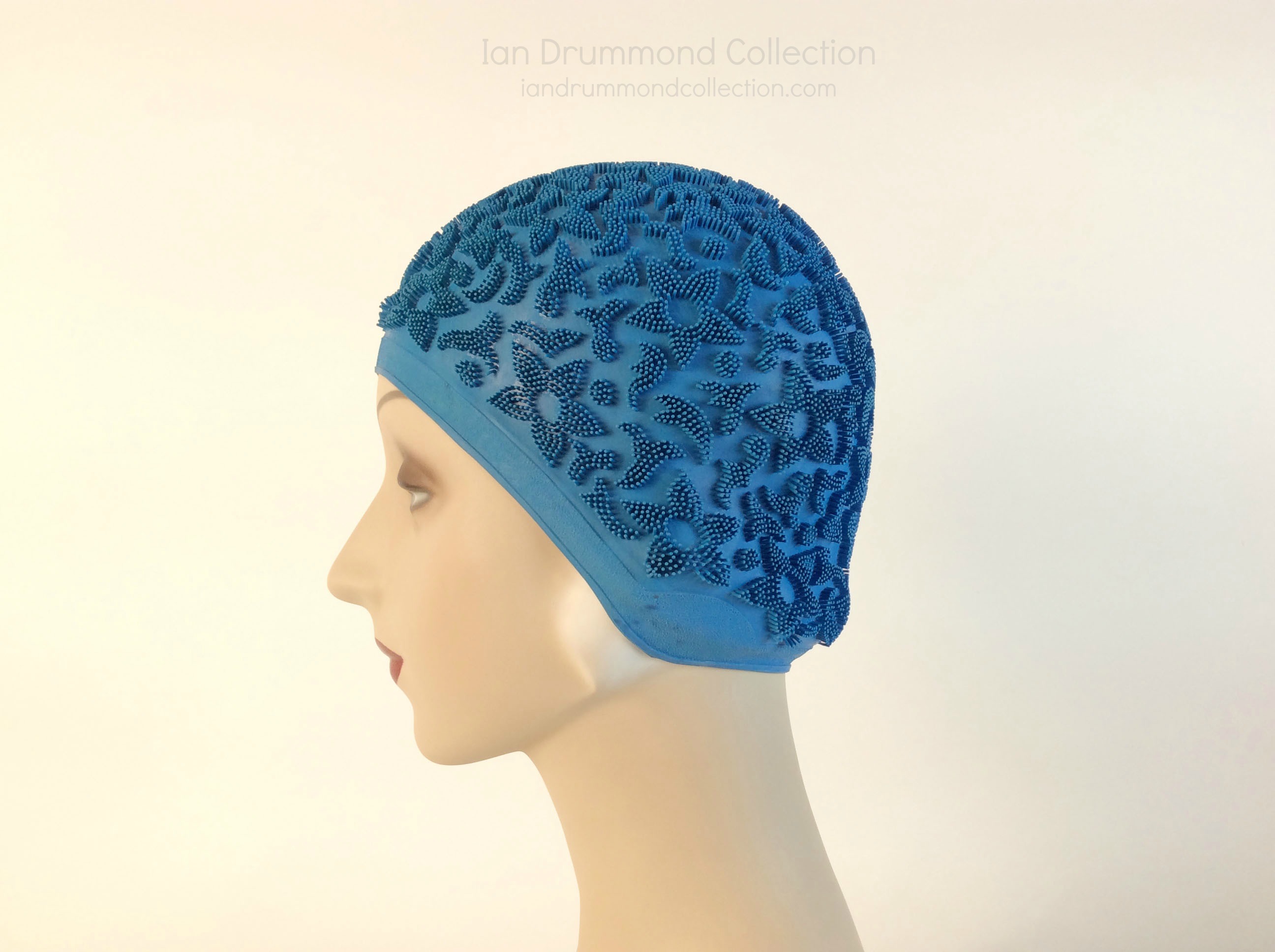 IDC Movie Wardrobe Rental Swim Cap 6 Royal Blue with Raised Flower Designs