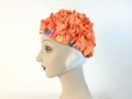IDC Movie Wardrobe Rental Swim Cap 14 Neon Orange with Floppy Flowers and Multicloured Flowers