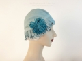 IDC Movie Wardrobe Rental Swim Cap 17 Blue with Blue Flower and Fringe