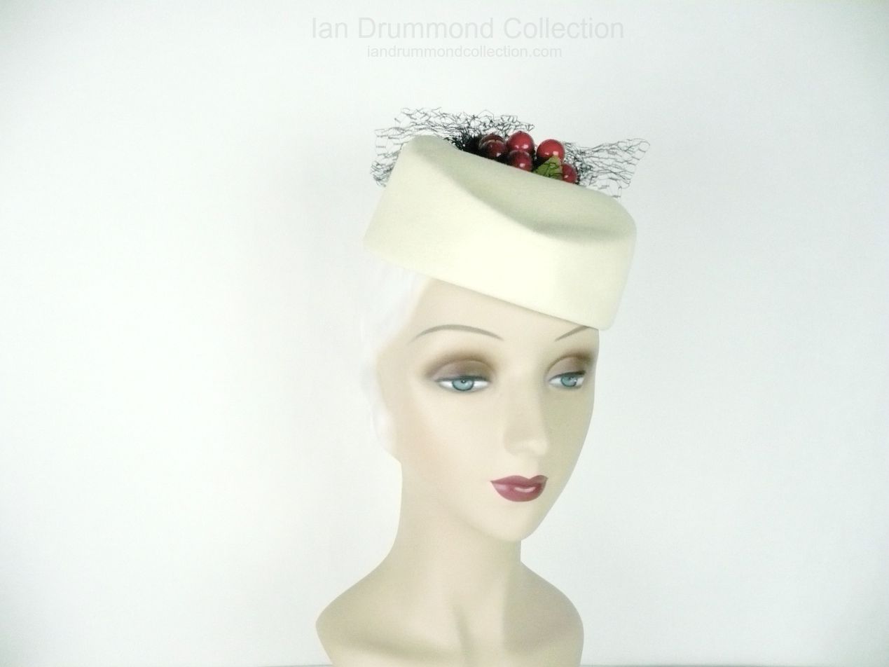 Ian Drummond Collection Toronto Vintage Clothing Show Cream Hat with Cherries